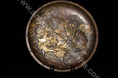 Antique Japanese Gilt Bronze Samurai Tray JB3 JB3