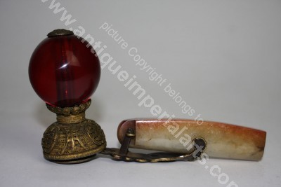 Imperial Chinese 1st Rank Hat Button with Plume Tube CT59 CT59